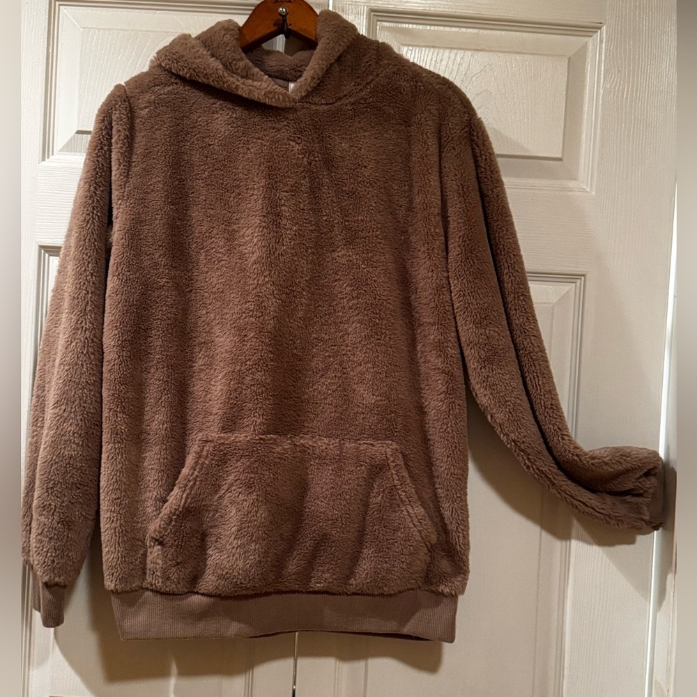 Faded Rose brand Brown, Tan, Fuzzy & Very warm Sweater Hoodie! Like new!